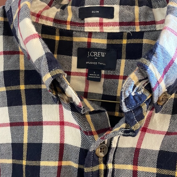 J. Crew Slim Brushed Twill Plaid Button Down Long Sleeve Shirt L - Picture 2 of 4